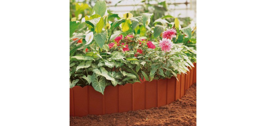 Bordo ornamentale - componibile ad incastro - PP - marrone - 3m x 175mm - Verdemax