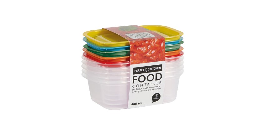 Contenitori alimenti – 164 x 111 x 51 mm – 400 ml - PP - Perfetto – conf. 5 pezzi