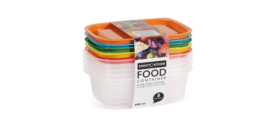 Contenitori alimenti – 185 x 125 x 561 mm – 600 ml - PP - Perfetto – conf. 5 pezzi
