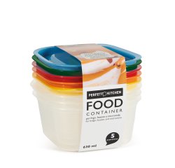 Contenitori alimenti – 150 x 137 x 69 mm – 630 ml - PP - Perfetto – conf. 5 pezzi