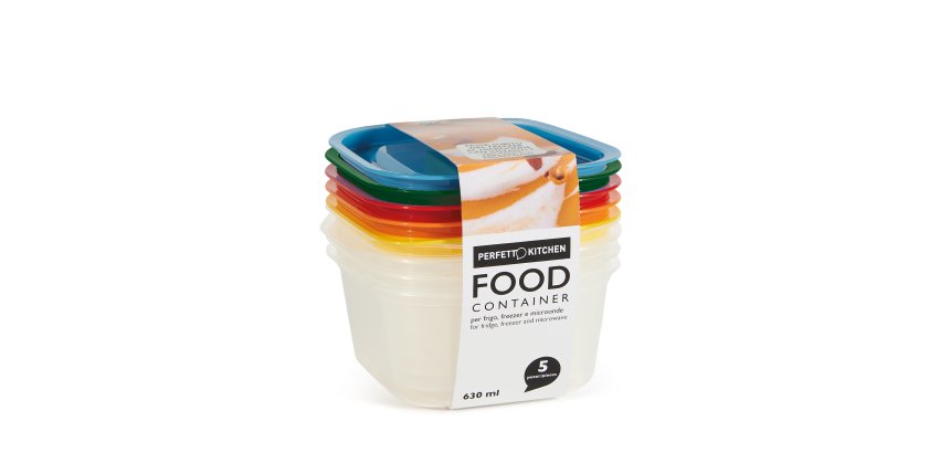 Contenitori alimenti – 150 x 137 x 69 mm – 630 ml - PP - Perfetto – conf. 5 pezzi