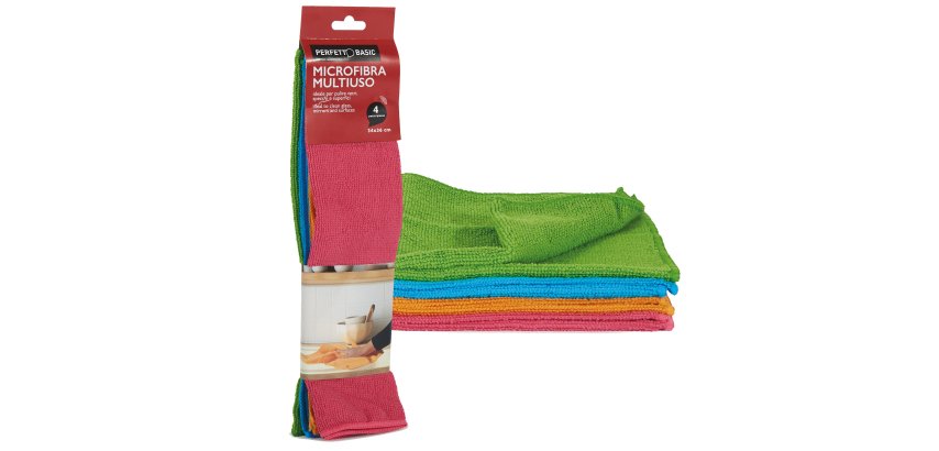 Panno microfibra - multiuso - 34 x 36 cm - Perfetto Basic - conf. 4 pezzi