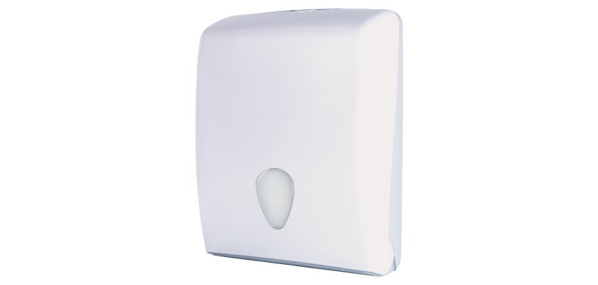 Dispenser asciugamani Stileco - piegati a C/Z/V - 13 x 27,7 x 37 cm - 600 fogli - ABS - bianco - Medial International