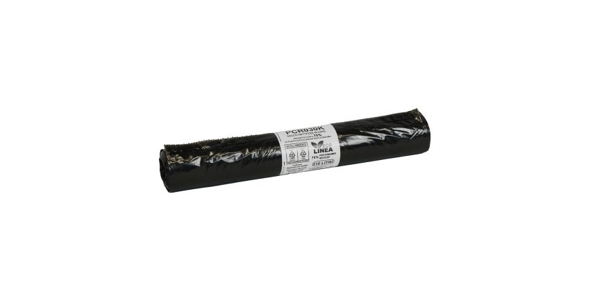 Sacco rifiuti - PCR - 72 x 110 cm - 110 L - 30 gr - nero -Bio Extrusion - conf. 10 pezzi