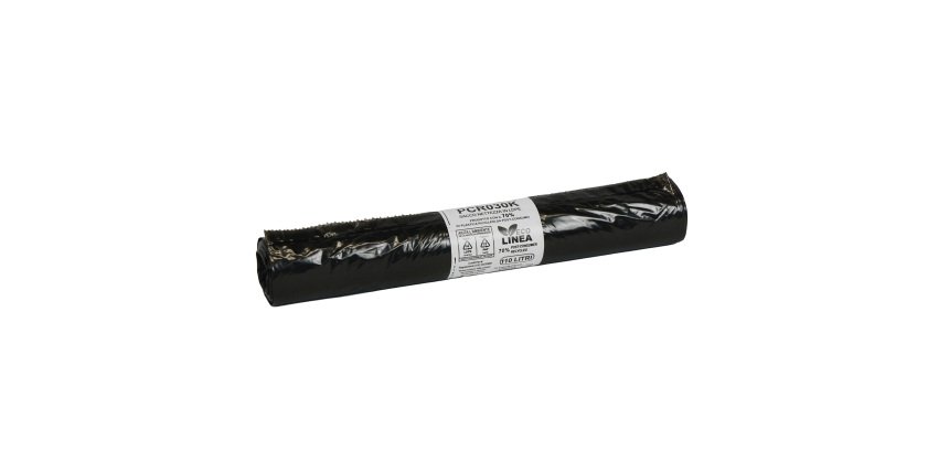 Sacco rifiuti - PCR - 72 x 110 cm - 110 L - 30 gr - nero -Bio Extrusion - conf. 10 pezzi