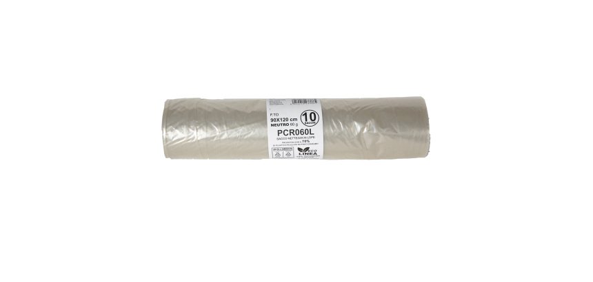 Sacco rifiuti - PCR - 90 x 120 cm - 120 L - 60 gr - neutro -Bio Extrusion - conf. 10 pezzi