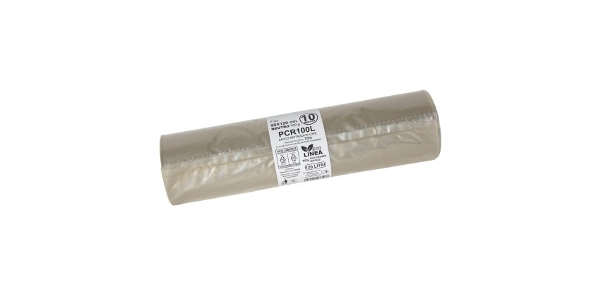 Sacco rifiuti - PCR - 90 x 120 cm - 120 L - 100 gr - neutro -Bio Extrusion - conf. 10 pezzi