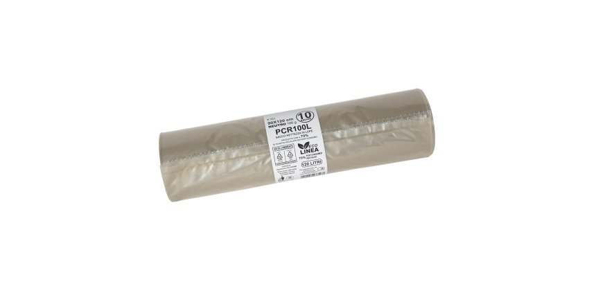Sacco rifiuti - PCR - 90 x 120 cm - 120 L - 100 gr - neutro -Bio Extrusion - conf. 10 pezzi