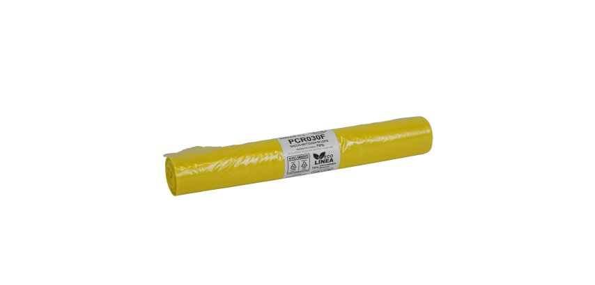 Sacco rifiuti - PCR - 72 x 110 cm - 110 L - 30 gr - giallo -Bio Extrusion - conf. 10 pezzi