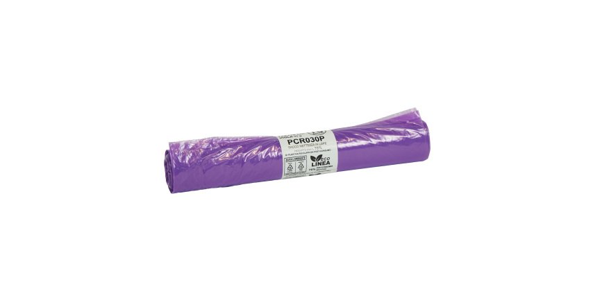 Sacco rifiuti - PCR - 72 x 110 cm - 110 L - 30 gr - viola -Bio Extrusion - conf. 10 pezzi