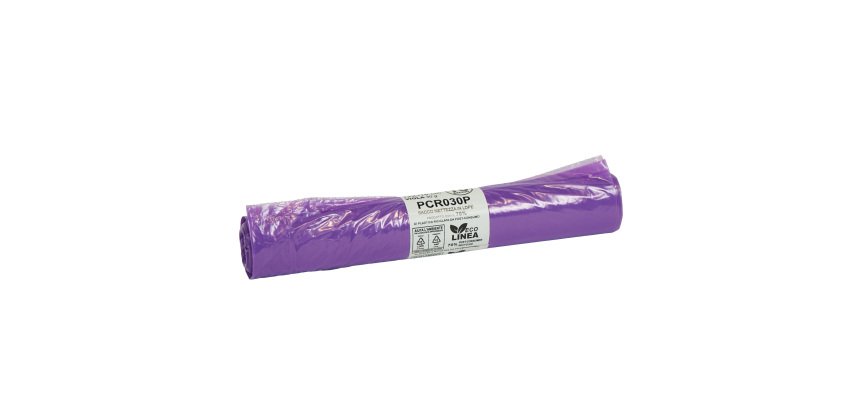 Sacco rifiuti - PCR - 72 x 110 cm - 110 L - 30 gr - viola -Bio Extrusion - conf. 10 pezzi