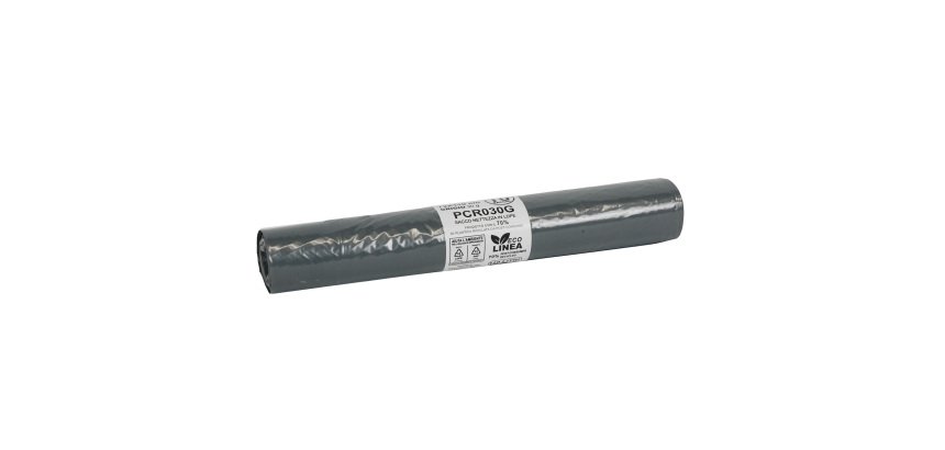 Sacco rifiuti - PCR - 72 x 110 cm - 110 L - 30 gr - grigio -Bio Extrusion - conf. 10 pezzi