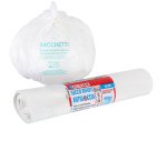 Sacchi per rifiuti organici Sac Bio - 70 x 110cm - 120 L - 12 micron - bianco - Geko - rotolo da 10 sacchetti