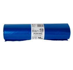 Sacco rifiuti - PCR - 90 x 120 cm - 120 L - 100 gr - azzurro -Bio Extrusion - conf. 10 pezzi