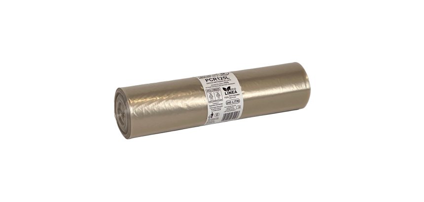 Sacco rifiuti - PCR - 120 x 140 cm - 240 L - 125 gr - neutro -Bio Extrusion - conf. 8 pezzi