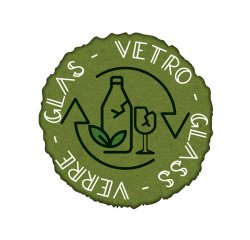 Etichetta in vinile raccolta differenziata Stik - vetro - autoadesiva - 10,5 x 10,5 cm - PVC - verde - Medial International