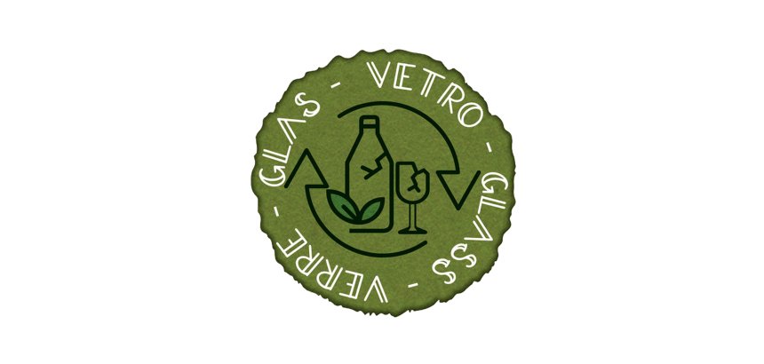 Etichetta in vinile raccolta differenziata Stik - vetro - autoadesiva - 10,5 x 10,5 cm - PVC - verde - Medial International