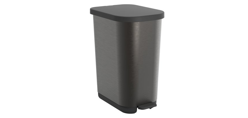 Cestino RIBO raccolta differenziata - PP - con coperchio e pedale - 40 x 28,5 x 51,3 cm - 25/40 L - grafite - Rotho