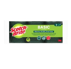 Spugna abrasiva Basic - 14,2x2,4x11,5 cm - giallo/verde - Scotch-Brite - conf. 3 pezzi
