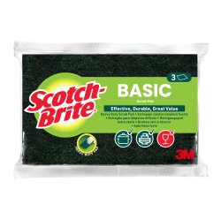 Spugna solo fibra - 14,2x2,4x11,5 cm - verde - Scotch-Brite - conf. 3 pezzi