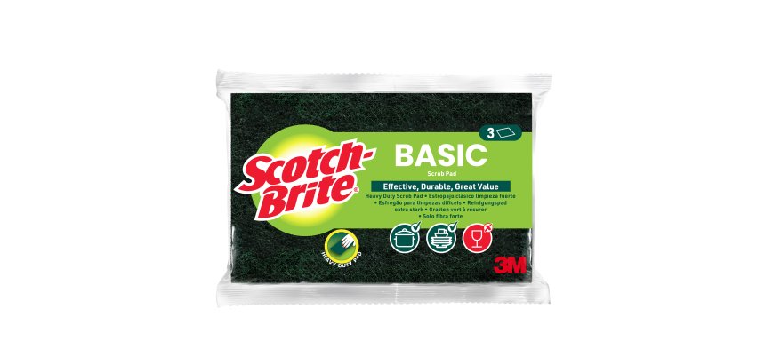 Spugna solo fibra - 14,2x2,4x11,5 cm - verde - Scotch-Brite - conf. 3 pezzi