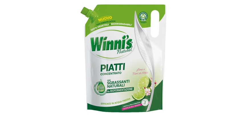 Detersivo piatti ecoformato - concentrato - 900 ml - lime e fiori di mela - Winni's