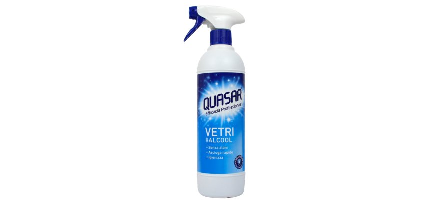 Detergente per vetri in spray Quasar - con alcool - flacone da 580 ml - Quasar