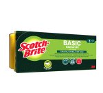 Spugna abrasiva Basic - salvadita - 14,2x2,4x11,5 cm - giallo/verde - Scotch-Brite - conf. 3 pezzi