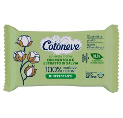 Salvietta intima rinfrescante - cotone biodegradabile - Cotoneve - conf. 12 pezzi