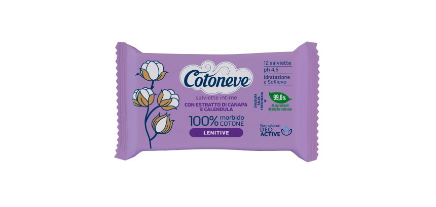 Salvietta intima lenitiva - cotone biodegradabile - Cotoneve - conf. 12 pezzi