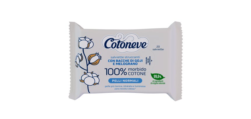 Salvietta struccante - pelli normali - cotone - Cotoneve - conf. 20 pezzi
