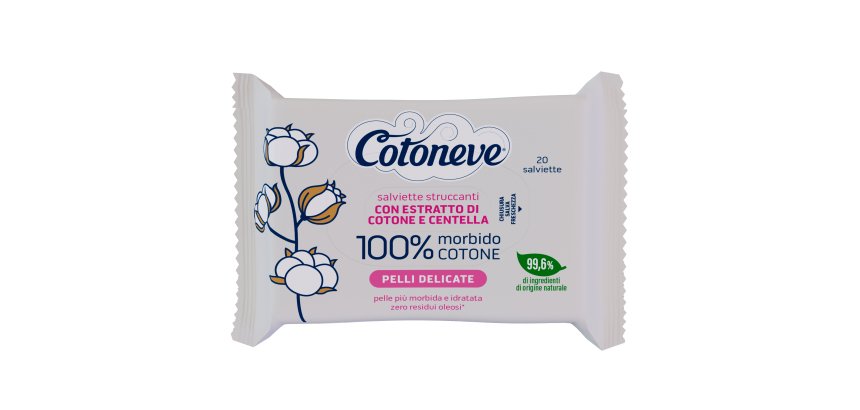 Salvietta struccante - pelli delicate - cotone - Cotoneve - conf. 20 pezzi