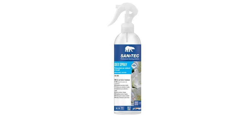 Profumatore Deo Spray - per ambienti e tessuti - trigger 300 ml - muschio bianco - Sanitec