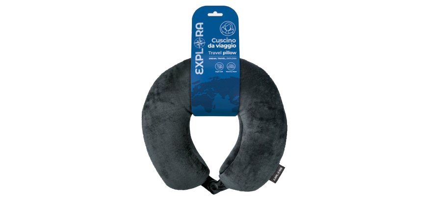 Cuscino da viaggio Explora - 30 x 29 x 12 cm - memory foam - nero - Lebez