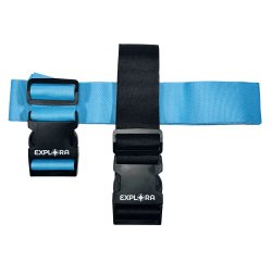 Cinghie per valigia Explora - 190 x 5 cm - azzurro nero - Lebez - set 2 pezzi