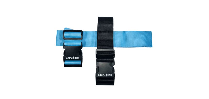 Cinghie per valigia Explora - 190 x 5 cm - azzurro nero - Lebez - set 2 pezzi
