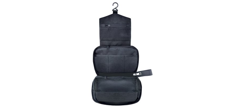 Beauty case appendibile Explora - 52 x 22 cm aperto - tessuto - nero - Lebez