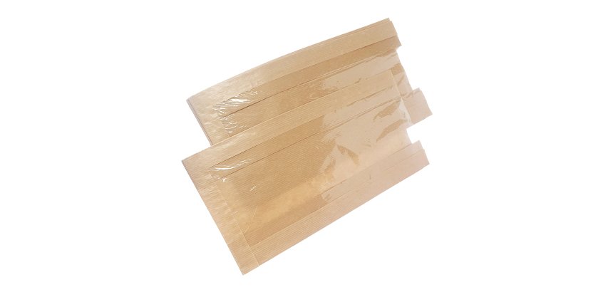 Sacchetto per alimenti - con finestra - 15 x 32 cm - carta kraft - avana - Viva - conf. 1000 pz