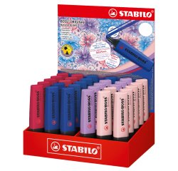 Evidenziatori Stabilo Boss Wildflowers - punta a scalpello - tratto 2 - 5 mm - colori assortiti - Stabilo - expo 30 pezzi