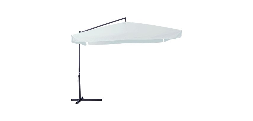 Ombrellone quadro - con braccio laterale - 3 x 3 m - bianco - Garden Friend