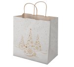Shopper - maniglie cordino - 28 x 17 x 29 cm - carta kraft - Xmas Dream - bianco - Mainetti Bags - conf. 25 pezzi