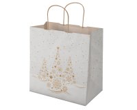 Shopper - maniglie cordino - 28 x 17 x 29 cm - carta kraft - Xmas Dream - bianco - Mainetti Bags - conf. 25 pezzi