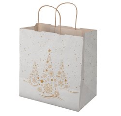 Shopper - maniglie cordino - 28 x 17 x 29 cm - carta kraft - Xmas Dream - bianco - Mainetti Bags - conf. 25 pezzi