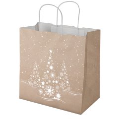 Shopper - maniglie cordino - 32 x 23 x 35 cm - carta kraft - Xmas Dream - avana - Mainetti Bags - conf. 25 pezzi