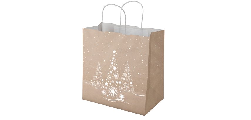 Shopper - maniglie cordino - 32 x 23 x 35 cm - carta kraft - Xmas Dream - avana - Mainetti Bags - conf. 25 pezzi