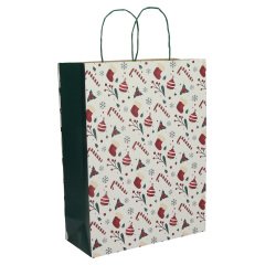 Shopper - maniglie cordino - 26 x 11 x 34,5 cm - carta kraft - Xmas Dream - bianco - Mainetti Bags - conf. 25 pezzi