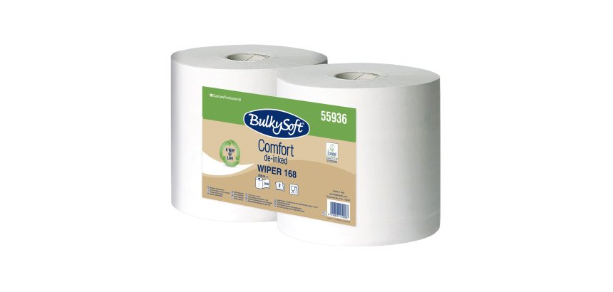 Bobina asciugatutto Comfort - 2 veli - 24 cm x 168 mt - 18 gr - diametro 24,5 cm - microgoffrata - bianco - BulkySoft