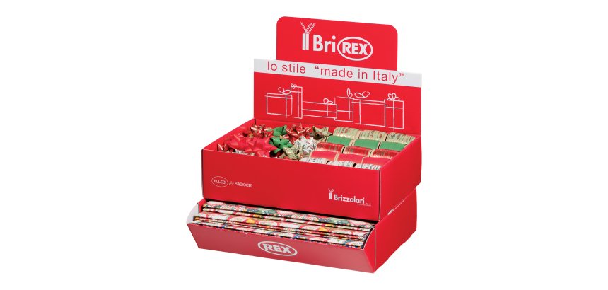 Espositore fantasie natale - carta regalo/stelle/rocchetti - fantasie assortite - Rex Sadoch