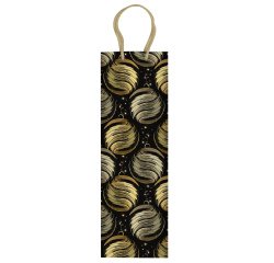Portabottiglie natale - 37 x 12 x 9 cm - carta patinata - nero/oro - Rex Sadoch