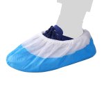 Sovrascarpe monouso - antiscivolo - taglia unica - PLP/CPE - bianco/azzurro - Reflexx - conf. 50 pezzi